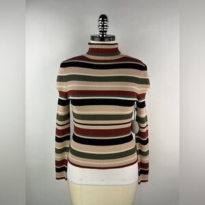 💚 3378. Ribbed Striped Turtleneck